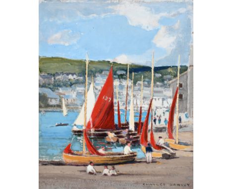 ‡Charles Harvey (1895-1970) The Yacht Club, Dartmouth Harbour (recto); Landscape with a shepherd and his flock, the sea beyon