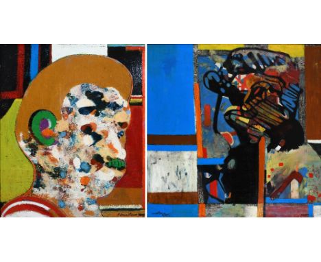 ‡Pierre Courtens (Belgian 1921-2004) Portrait de profil; Homme Two, the former signed and indistinctly inscribed P. Courtens 
