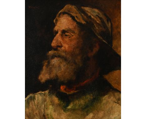David Woodlock (1842-1929) Portrait of a fisherman Signed D Woodlock (upper left) Oil on canvas laid on board 37.7 x 31.8cm