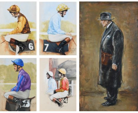 ‡Nicholas Tolley (b.1958) Lester Piggott in E. Moller's colours; Joe Mercer in Sir Michael Sobell's colours; Pat Eddery in Mi