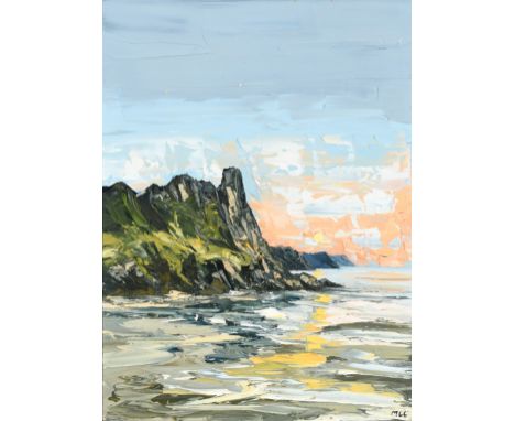 ‡Martin Llewellyn (Welsh b.1963) Great Tor, Gower Signed with initials MLL (lower right) and inscribed Great Tor Gower (to st