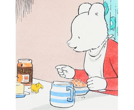 ‡Jon Davis (b.1928) Illustration for 'Rupert the Bear': I'm Very Hungry, Says the Elephant Pen and ink, and watercolour 15.9 