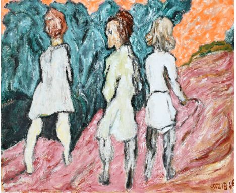 ‡Henryk Gotlib (Polish 1890-1966) Girls in Cascais Signed and dated GOTLIB 66 (lower right) Oil on canvas 63.5 x 76.5cm Prove