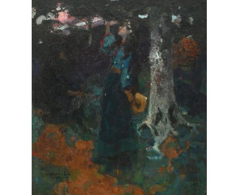 Edward Atkinson Hornel (Scottish 1864-1933) Girls under a tree Signed and dated E A Hornel/1890 (lower left) Oil on canvas 57