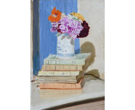 Sir William Nicholson (1872-1949) Flowers and Books (for Siegfried Sassoon) Oil on canvasboard, 1929 40.4 x 29cm Provenance: 