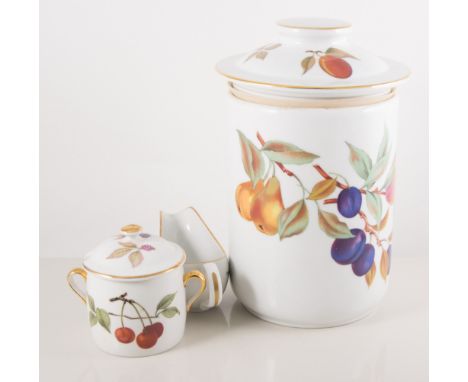 Extensive dinner service of Royal Worcester "Evesham" pattern, comprising dinner plates, serving bowls, pots, tea ware, cutle