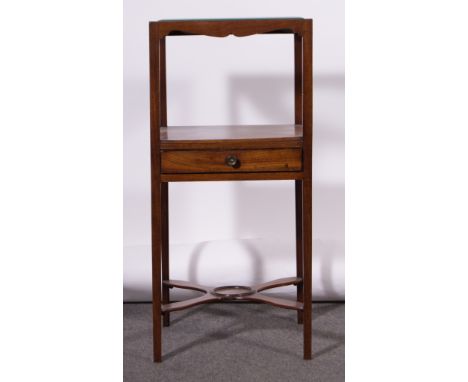 Georgian mahogany washstand, frieze drawer, the legs joined by a shelf, 38cm.