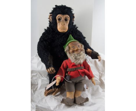 Deans rag book monkey plush toy, Steiff Hedgehog Mom Micki and Steiff Gnome figure, (3).