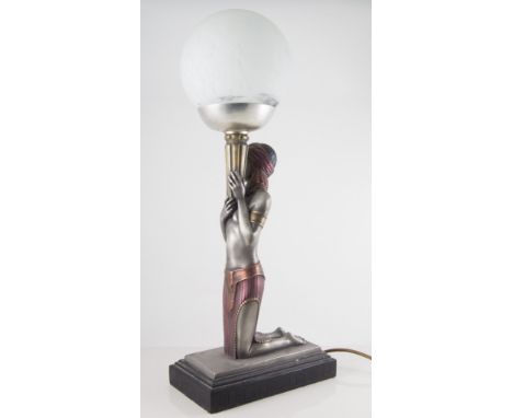 Art Deco style lamp base, with spherical shade.