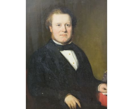 English School, Portrait of a Gentleman, three-quarter length, 19th century, oil on re-lined canvas, 90 x 71cm.