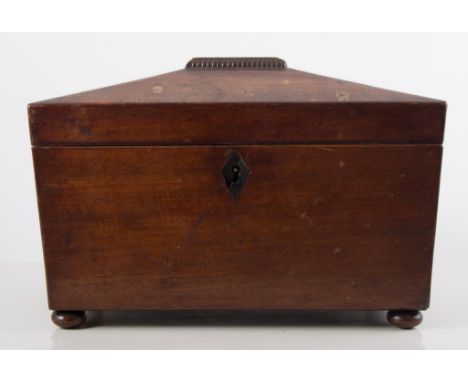 Tea caddy, walnut writing box and a warming pan, (3).