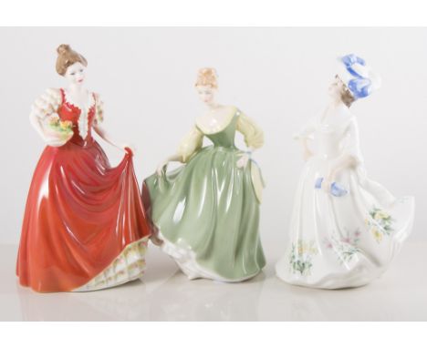 Four Royal Doulton figurines  - "Fragrance"  HN2334, "Fair Lady" HN2193, "Adele" HN2480, "Helen" HN 3886, a Franklin figure "