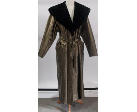 Feminella black velvet cape, multi-colour satine jacket, Hart to Hart button through jacket with stud detail, gold animal pri