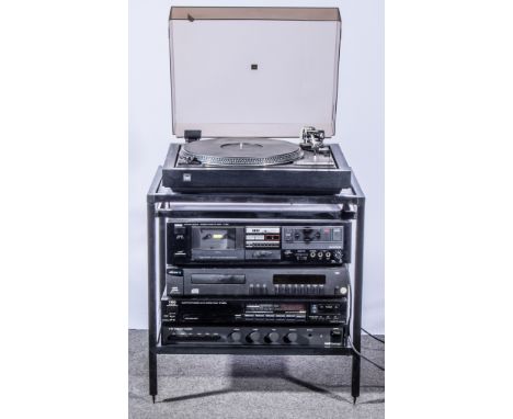 Cambridge A60 amplifier, Trio radio section, Racam Alpha CD section, Yamaha tape deck, and Dual record player, with Diesis sp