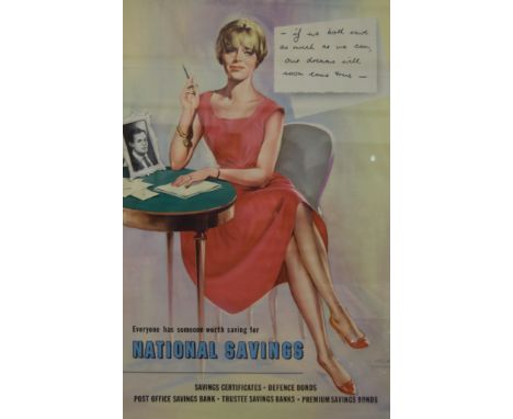National Savings Certificate poster, "If we both save as much as we can our dreams will soon come true" featuring a lady in a