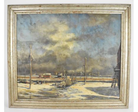 Tom Van Oss (1901-1941) British, nautical themed painting, 'Walberswick Ferry - Suffolk- Midwinter 1936' (Looking towards Sou