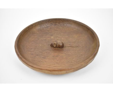 Robert 'Mouseman' Thompson of Kilburn (1876-1955), a carved oak bowl, of circular form with adzed surface, featuring the carv