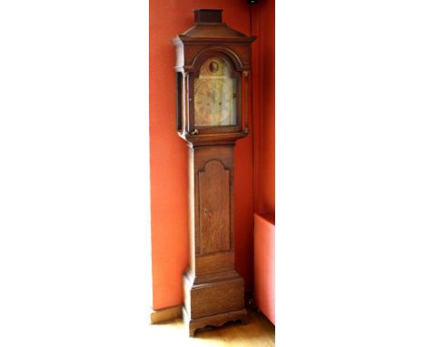 A mid-18th century oak cased eight day longcase clock by William Coulton of York, the arched brass Roman dial with outer Arab
