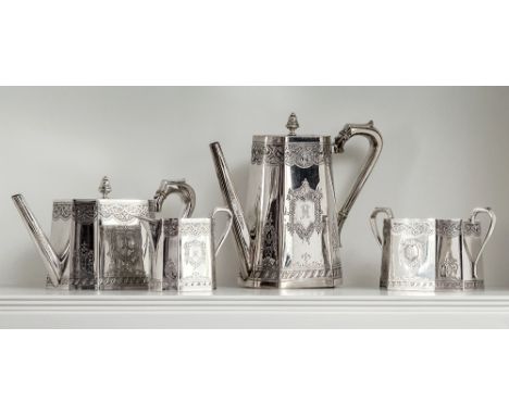 A good quality Victorian four piece silver tea service, Mappin & Webb, Sheffield 1892-93, comprising teapot, hot water jug, m