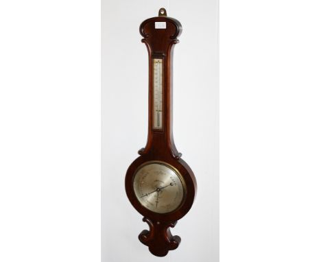 A Victorian Channel Islands walnut barometer, signed ‘J. Mallet, Jersey’