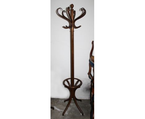 A stained beech coat & hat stand, 