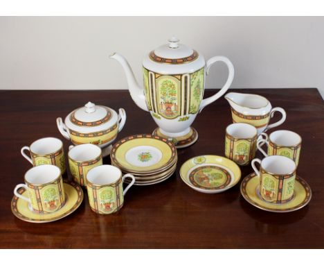 A Royal Worcester part coffee service, in the Versailles pattern, comprising coffee pot, seven coffee cups, eight saucers, cr