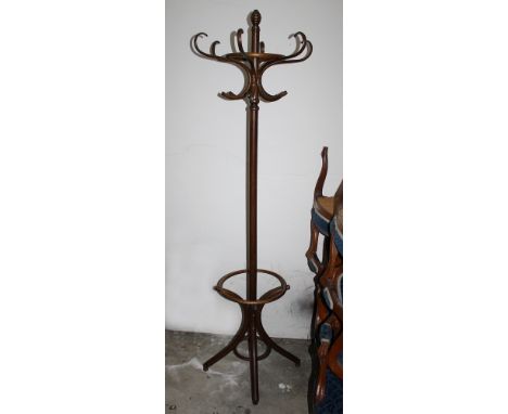 A stained beech coat & hat stand, 