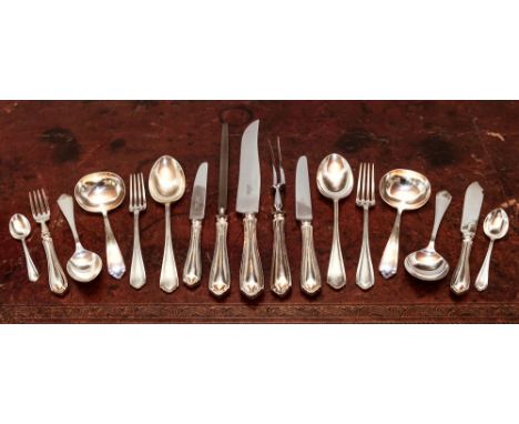 An Elizabeth II silver flatware service, Roberts & Belk, Sheffield 1972, 12 place setting, comprising 12 each of table forks,