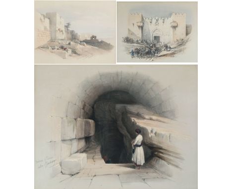 after David Roberts (British, 1796-1864), three tinted lithographs, originally published in 'Sketches in the Holy Land, Syria