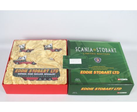 Corgi - A boxed Corgi CC99155 Limited Edition 'Scania at Stobart' set. set contains Scania T Cab, Scania Topline, Scania 4 Se