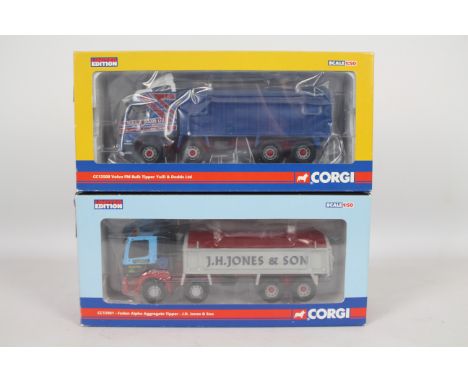 Corgi - Two boxed Corgi Limited Edition 1:50 scale diecast trucks. Lot consists of CC13508 'Rigid Tippers' series Volvo FM Bu