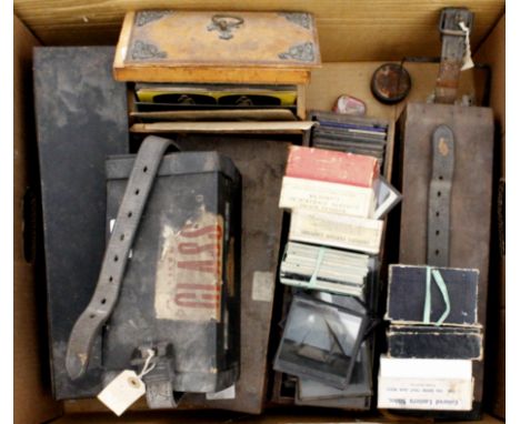 A LARGE SELECTION OF ANTIQUE MAGIC LANTERN SLIDES including nursery rhymes, photographs of cities unknown and photographs of 