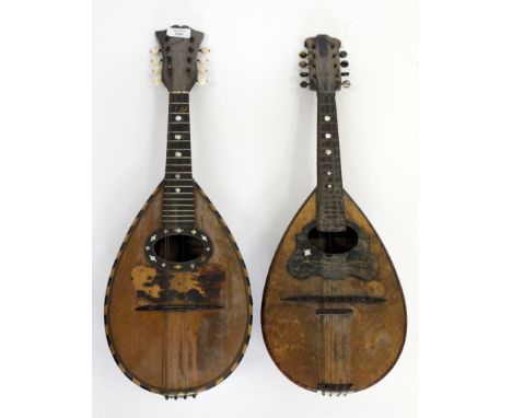 A SYCAMORE AND TORTOISE SHELL MANDOLIN with mother of pearl inlay and banded edge, in original case and an early 20th century