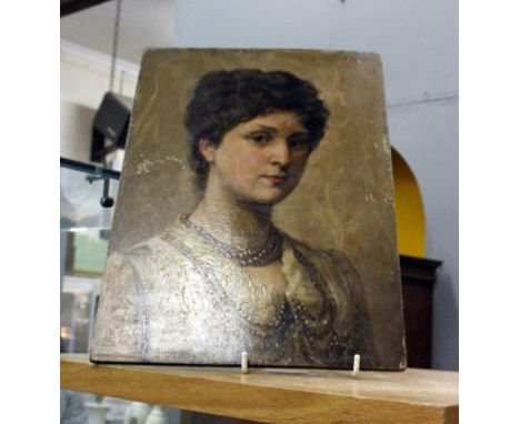WILLIAM FITZ A head and shoulder portrait of a lady, oil on panel, signed and dated 1885, 36cm x 25cm