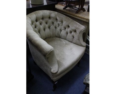 A TUB CHAIR with button upholstery, 68cm wide