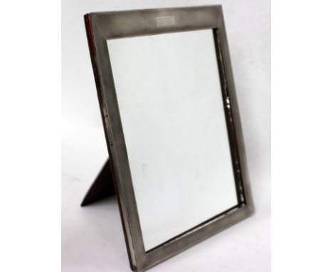 A BIRMINGHAM SILVER FRAMED MIRROR with engine turned decoration, 23cm x 17.5cm