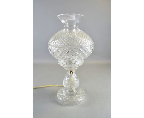 Waterford Inishmore pattern cut glass lamp, 
