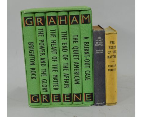 Quantity of Graham Greene novels to include first editions of The Heart of the Matter, all lacking dust wrappers, and other 