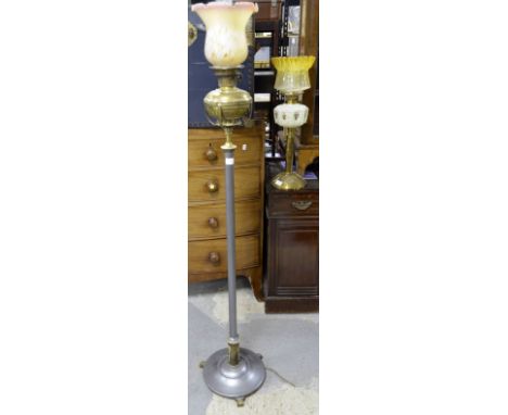 Standard lamp converted from an Aladdin oil lamp and a brass oil lamp No chips or cracks