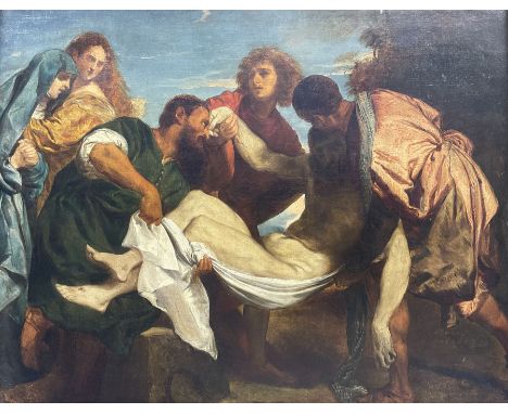 After Titian (Italian c.1488-1576): The Entombment of Christ, 19th century oil on canvas unsigned 34cm x 43cm 