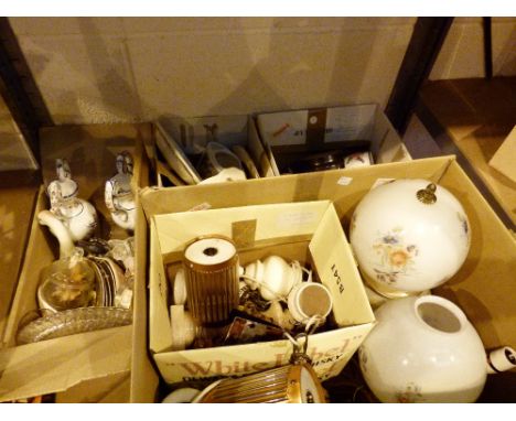 Box of table lamps, light shades etc