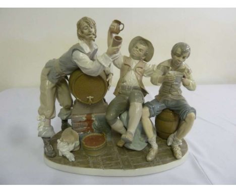 Lladro figural group of men in a tavern