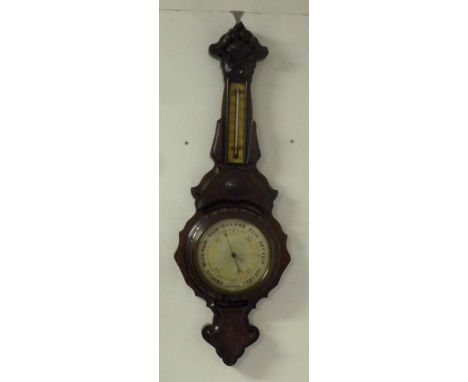 Oak cased banjo barometer - A/F