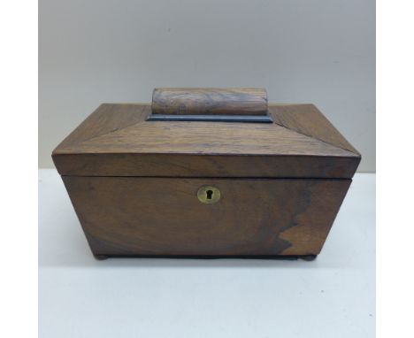 A rosewood sarcophagus tea caddy - Width 23cm 