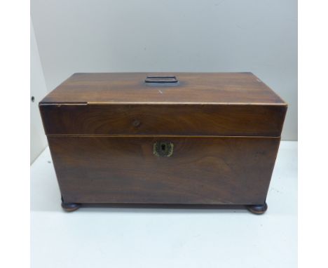 A Georgian mahogany tea caddy with a mixing bowl - Width 27cm 