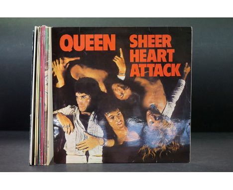 Vinyl - 8 Queen &amp; members LPs and 3 12" singles to include Sheer Heart Attack, A Night At The Opera (embossed sleeve, pri