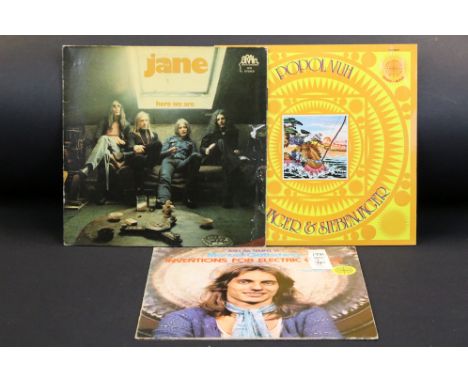 Vinyl - Krautrock, 3 German pressing albums to include: Jane - Here We Are (1973 German, gatefold sleeve, green labels, Brain