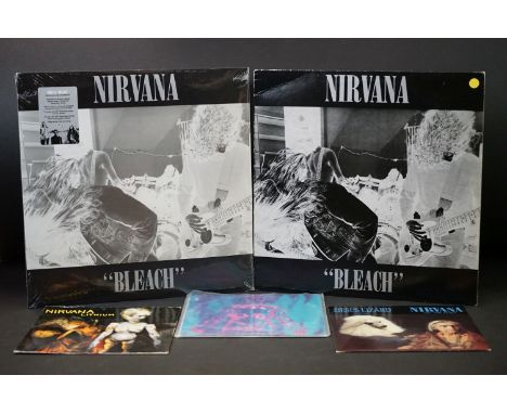 Vinyl - Nirvana 2 albums and 3 7” singles to include: Bleach (Original UK 1989 Black Vinyl, Tupelo Recording Company TUPLP6) 