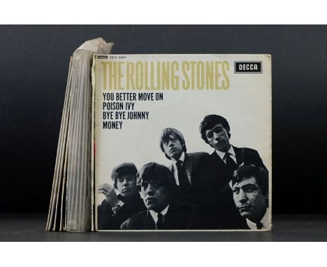 Vinyl - 13 The Rolling Stones EPs and Export 7” 45rpm singles to include: The Rolling Stones EP (DFE 8560, 8 copies and 1 pic