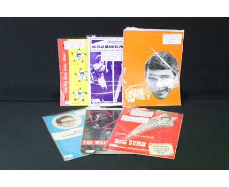 Memorabilia - 6 Concert programmes to include Billy Fury &amp; Terry Dene 1961, Cilla Black &amp; PJ Proby 1964, Gene Pitney 